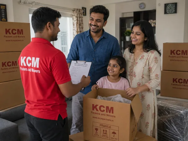 Happy family at new home