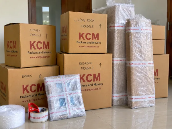 KCM boxes with bubble wrap protection