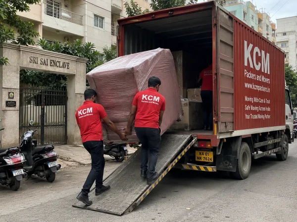 KCM truck being loaded on Indian street