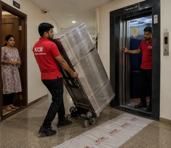 KCM crew handling a high-rise and plotted home move in Chi IV Greater Noida