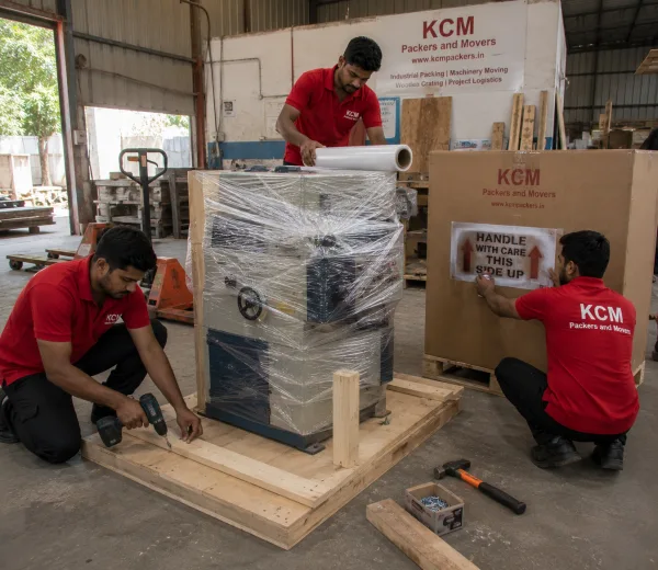 KCM crew handling a home and factory move in Kasna Greater Noida