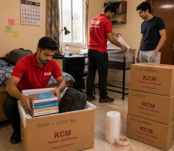 KCM crew handling a student and home move in Knowledge Park I Greater Noida