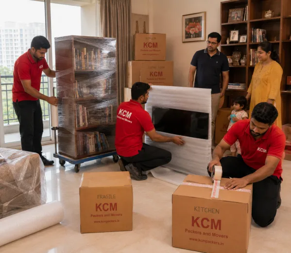 KCM crew handling a student and home move in Knowledge Park III Greater Noida