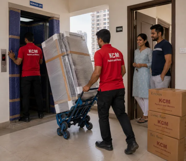 KCM crew handling a high-rise move in Noida Extension Greater Noida West