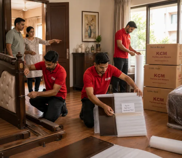 KCM crew handling a home move in Omega II Greater Noida