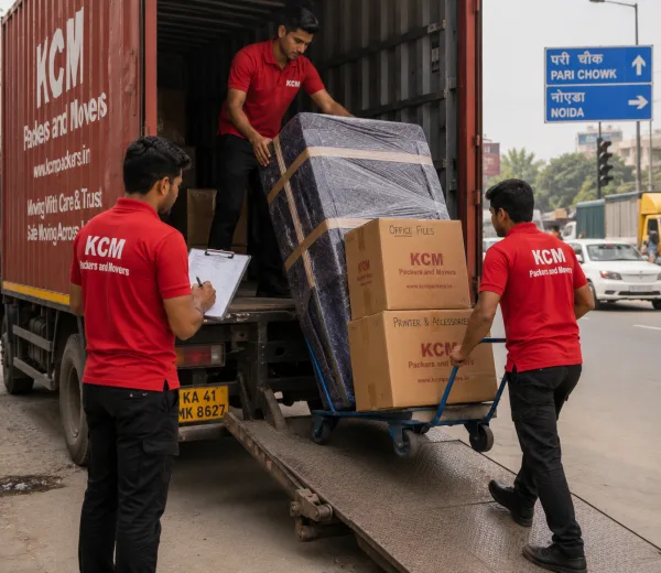 KCM crew handling a relocation near Pari Chowk Greater Noida