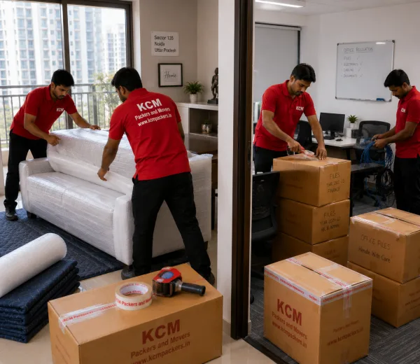 KCM crew handling an office, IT and home move in Sector 135 Noida