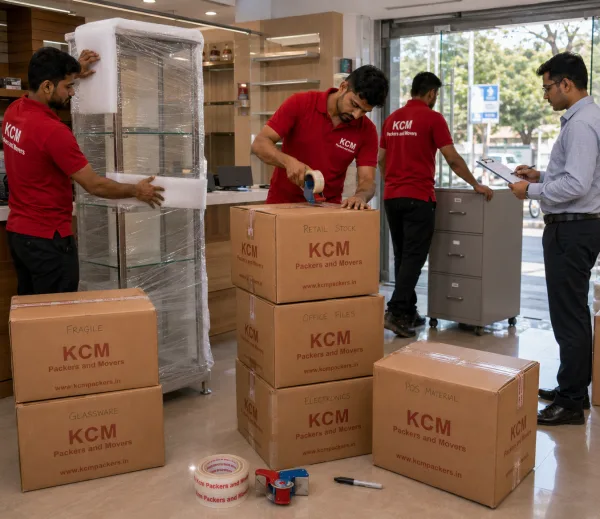 KCM moving crew handling a relocation in Sector 18 Noida