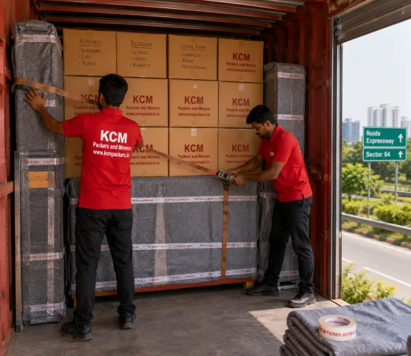 KCM crew handling a premium home move in Sector 94 Noida