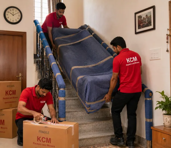 KCM crew handling a home move in Sector Sigma I Greater Noida