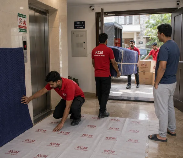 KCM crew handling a home move in Sector Sigma II Greater Noida