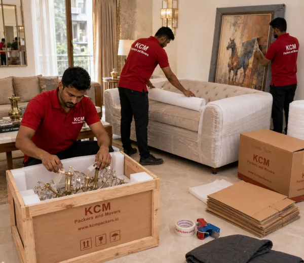 KCM crew handling a premium home move in Swarn Nagri Greater Noida